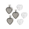 Picture Frame Pendants, 20mm Heart, Set of three - Antiqued Imitation Silver