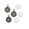 Indi-Pendants picture frame pendants, 18mm round - Antiqued Imitation Silver