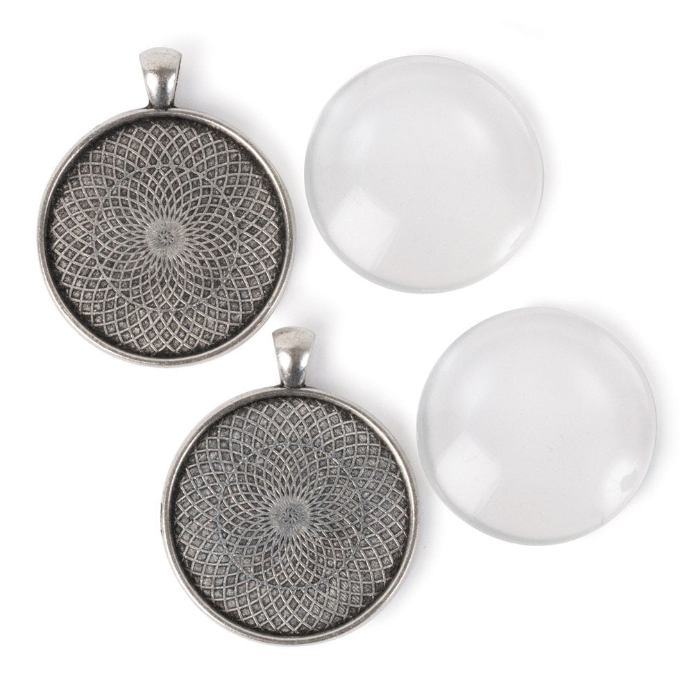 35mm Round - Antiqued Imitation Silver