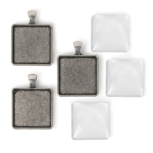 25mm Square - Antiqued Imitation Silver