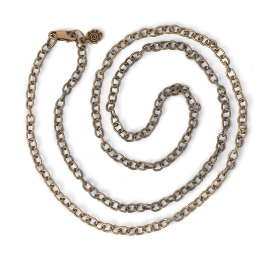 Small Link Chain 24'' Necklace - Antiqued Imitation Gold