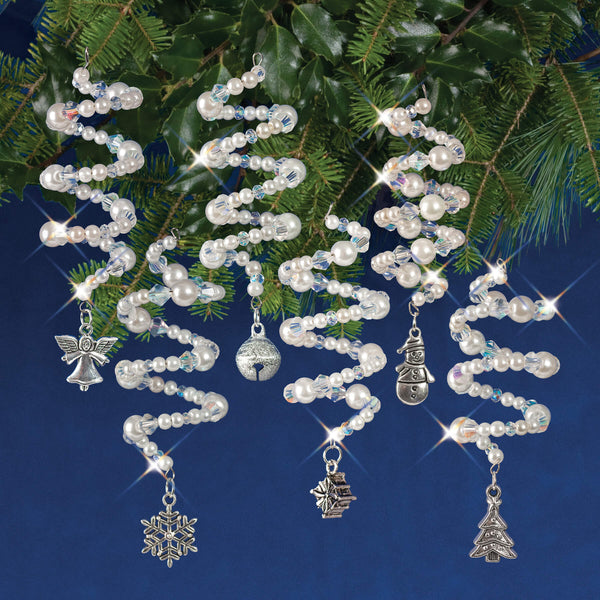 Solid Oak: Beaded Ornament Kit: Christmas Charmers - SIlver/White/Crystal
