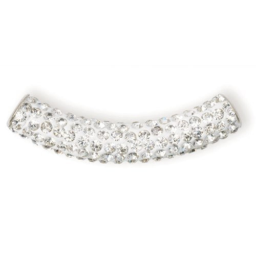 Shambala rhinestone tube bead - crystal