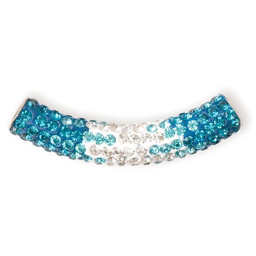 Shambala rhinestone tube bead - capri/blue topaz/crystal ombre