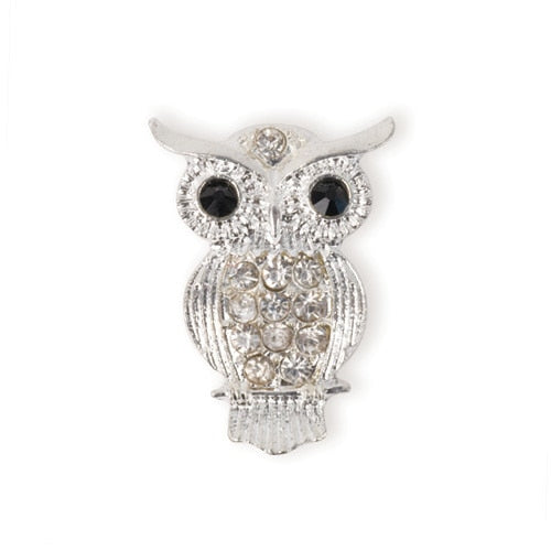 Shambala rhinestone charm - Owl 2 - Silver