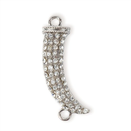 Shambala rhinestone charm - Powder Horn - Silver