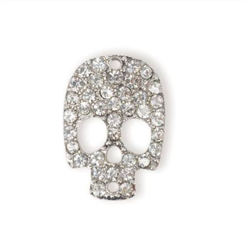 Shambala rhinestone charm - Skull 2 - Silver