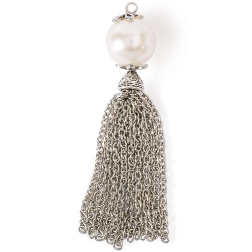 Steampunk Pearlized Bead with Tassel Pendant