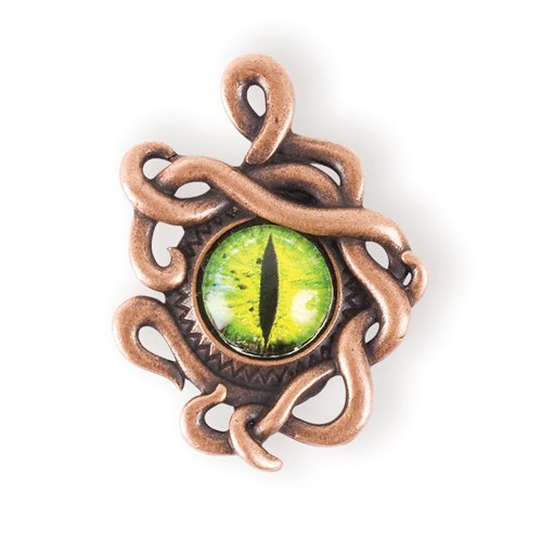 Solid Oak Steampunk Dragon Eye / Octopus Pendant