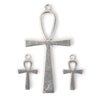 Ankh Pendant and Charms, Silvertone Finish
