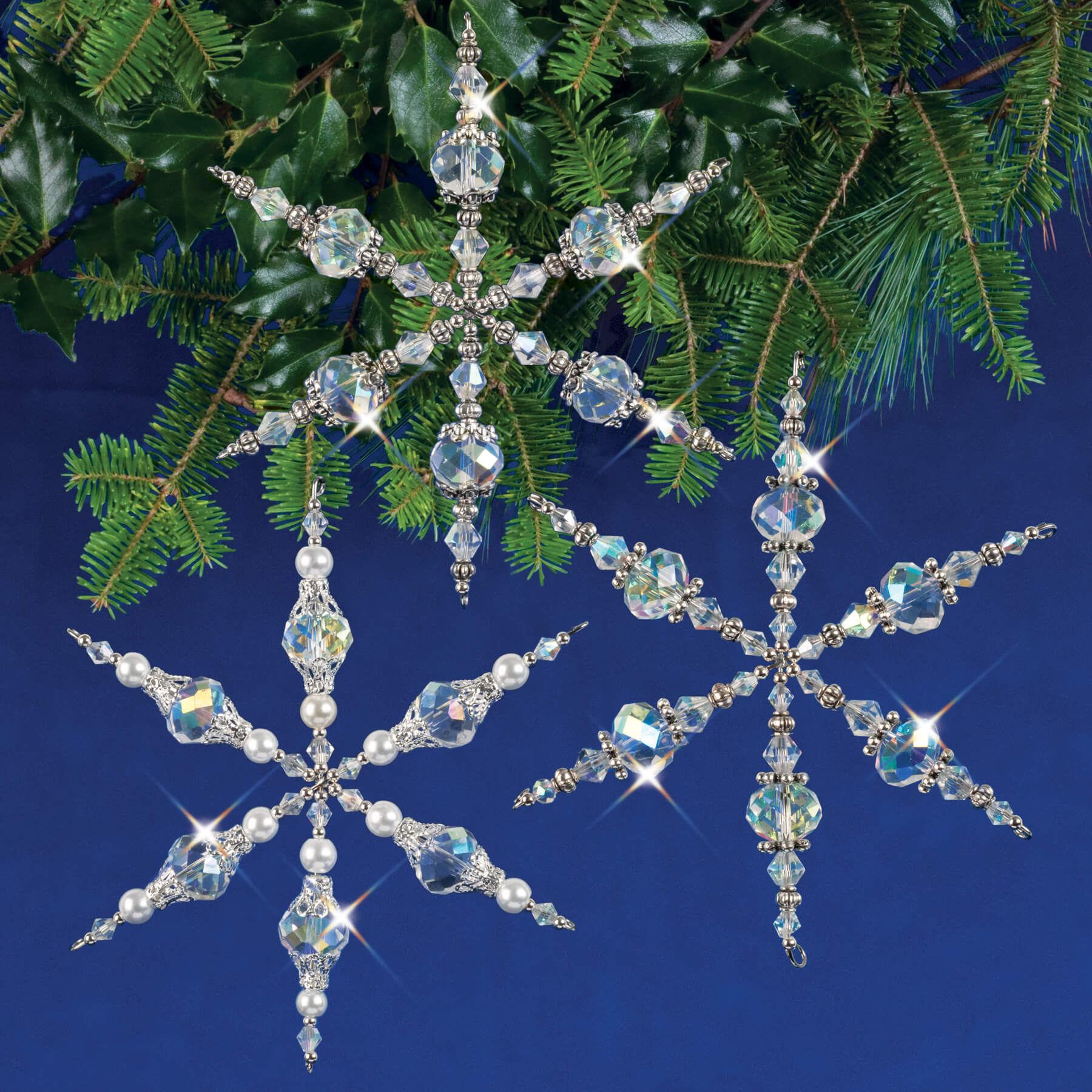 Solid Oak: Beaded Ornament Kit: Vintage Style Snowflakes