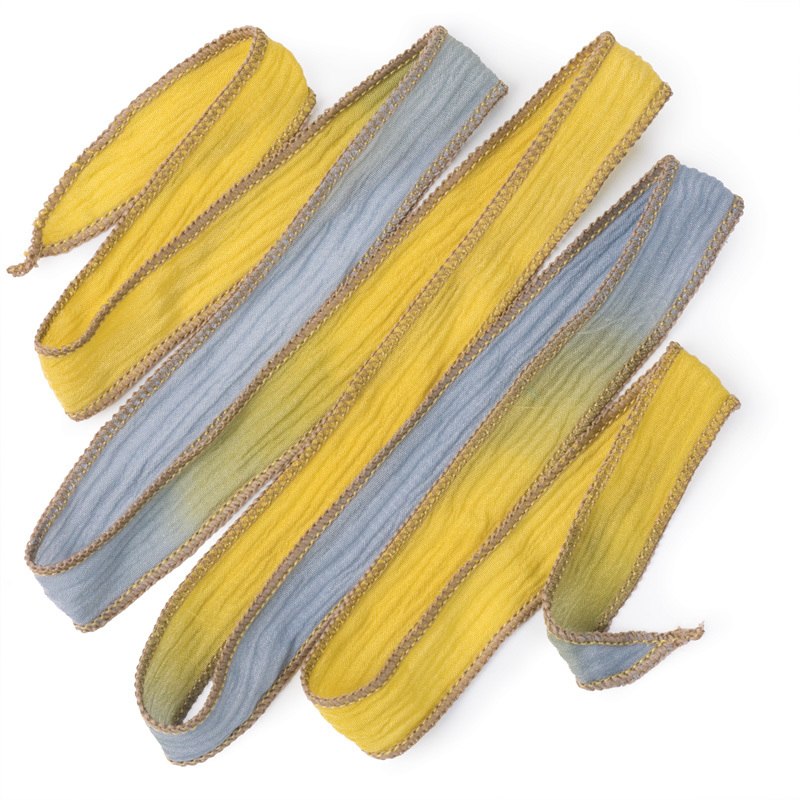 hand-dyed silk ribbon - Silver and Gold