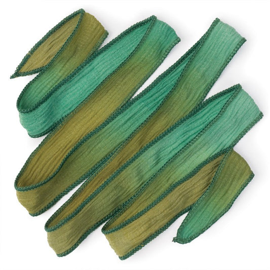 hand-dyed silk ribbon - Fresh Greens