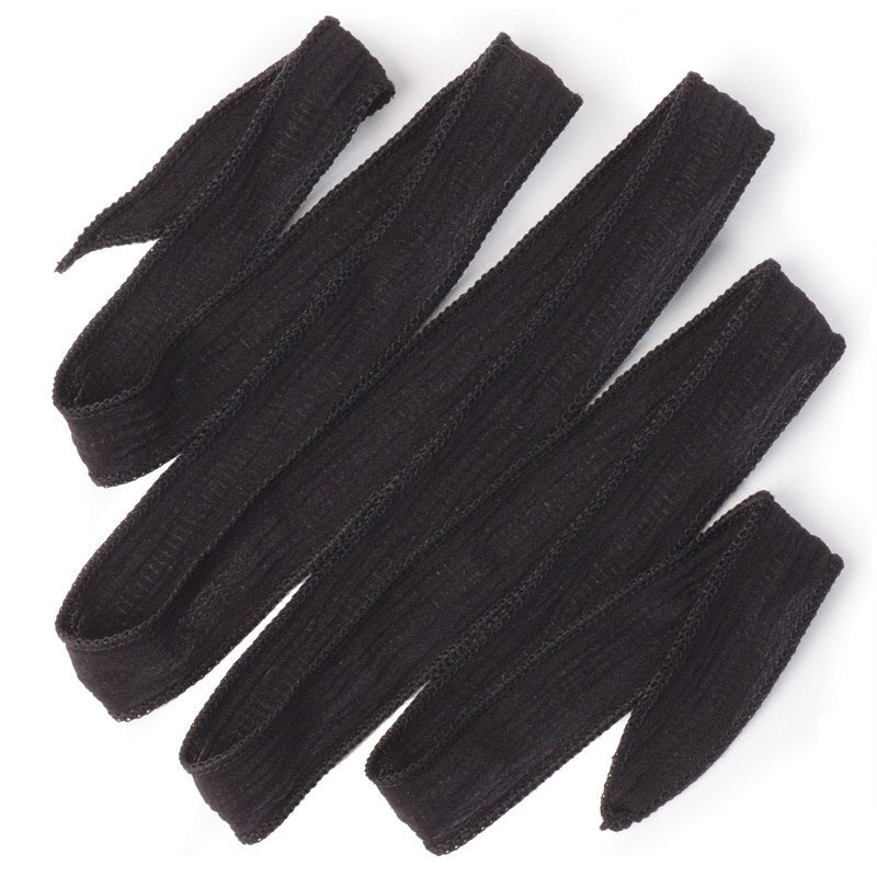 Black Silk Ribbon, Hand Dyed Silk, Black Silk 