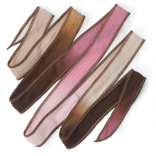 hand-dyed silk ribbon - Chocolate Raspberry