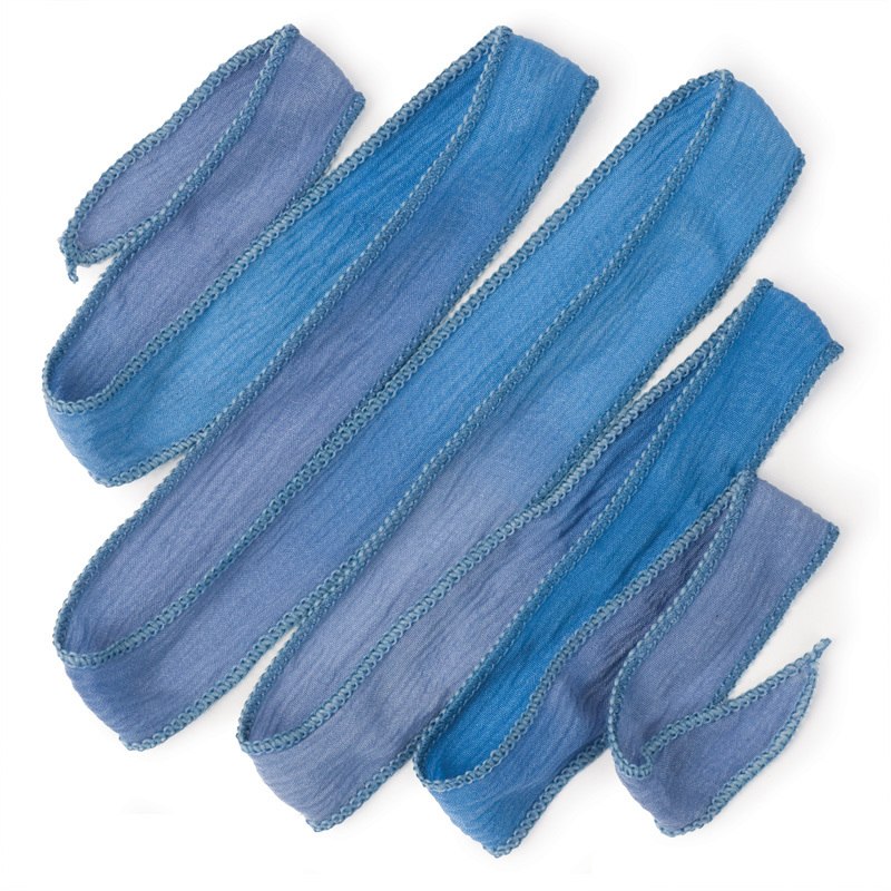 hand-dyed silk ribbon - Washed Denim