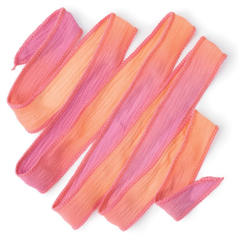 hand-dyed silk ribbon - Sherbet