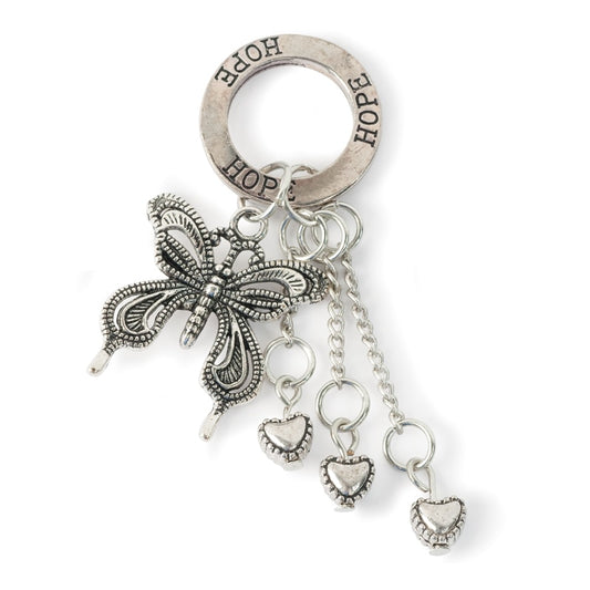 Briannaª DIY jewelry: dangling charm - Butterfly with hearr charms and HOPE ring