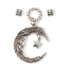 Smiling Crescent Moon pendant with dangling star, two matching metal beads