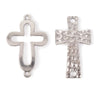 Two silver-tone metal cross pendants
