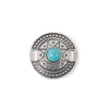 Solid Oak's Concho charm with turquoise color howlite stone and imitation silver base